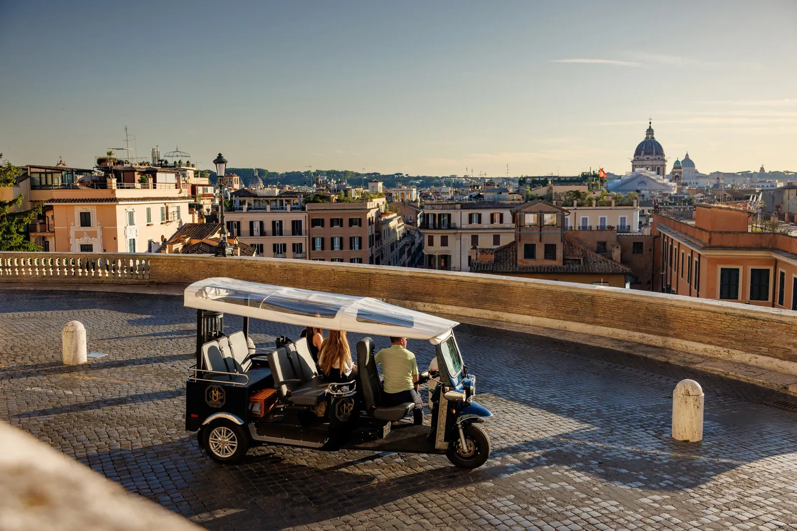 A vintage 3-wheeler on the Janiculum terrace above Rome