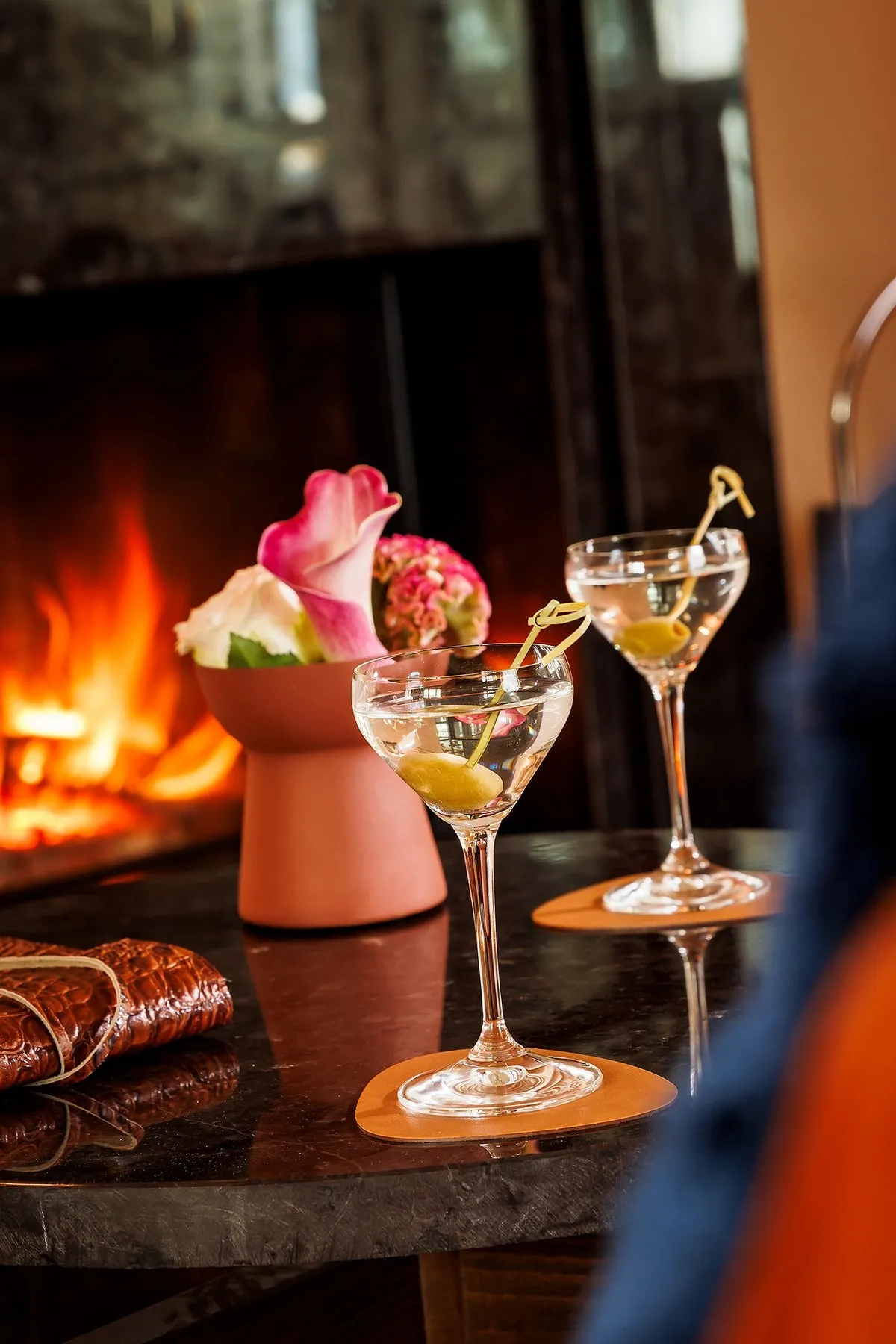 Cocktails by the fire at Verlinde Bar