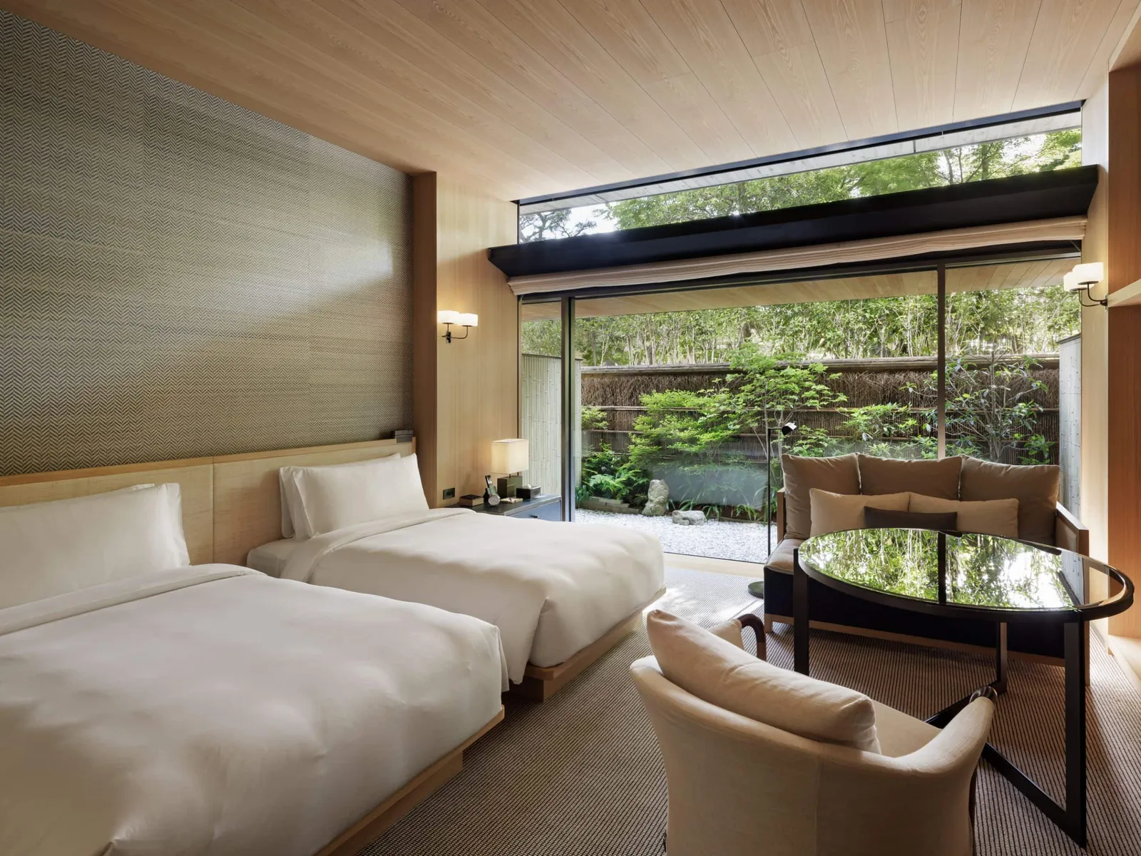 The garden-terrace twin room, with its private garden of bamboo and ferns.
