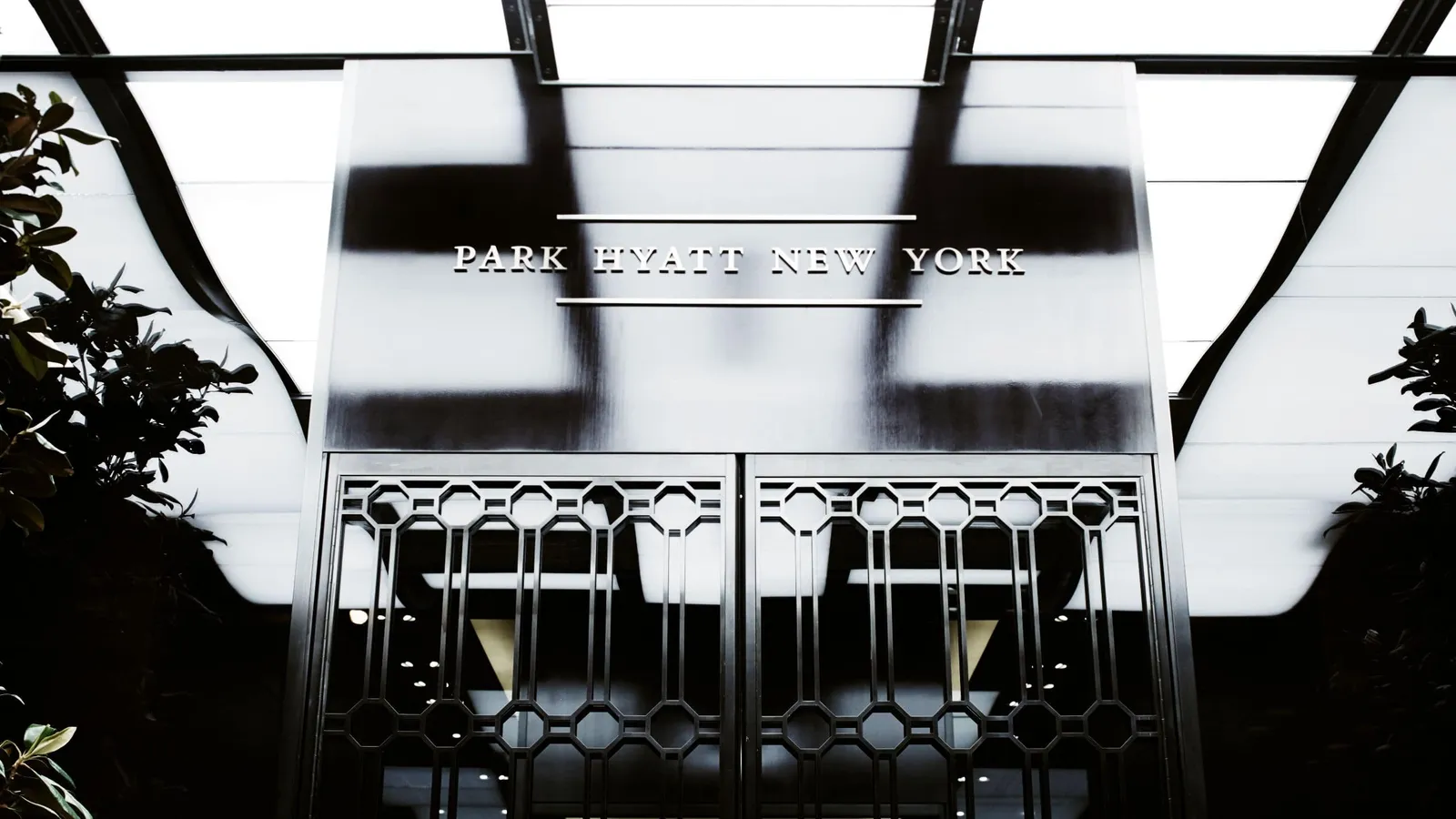 Park Hyatt New York sign above the entrance and metal grille