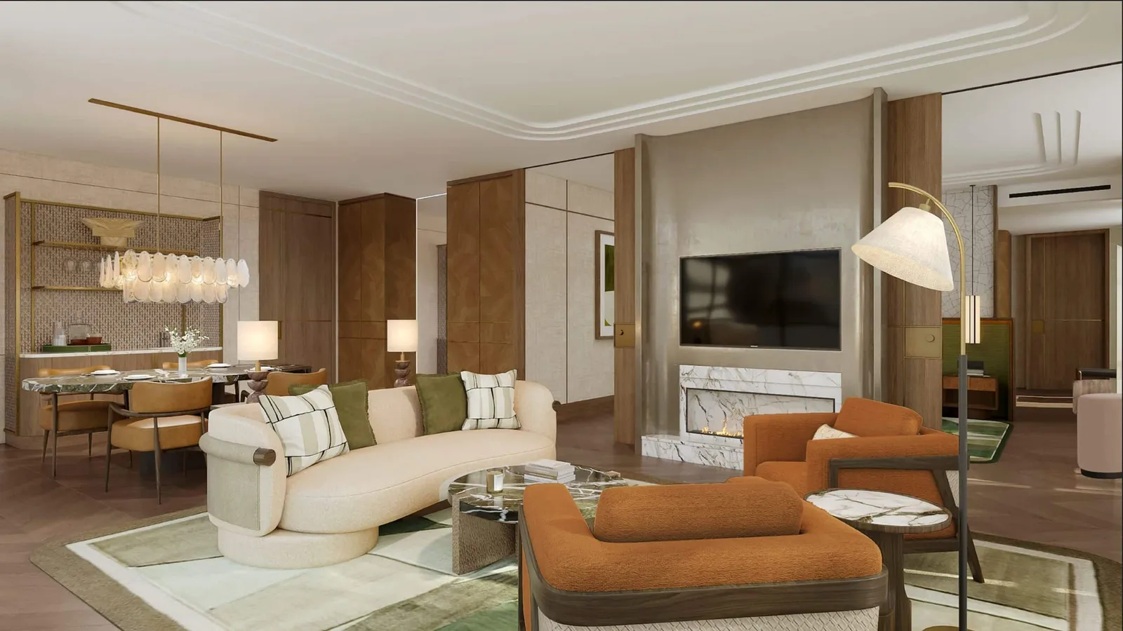 Il soggiorno della nuova Lake Zurich Suite