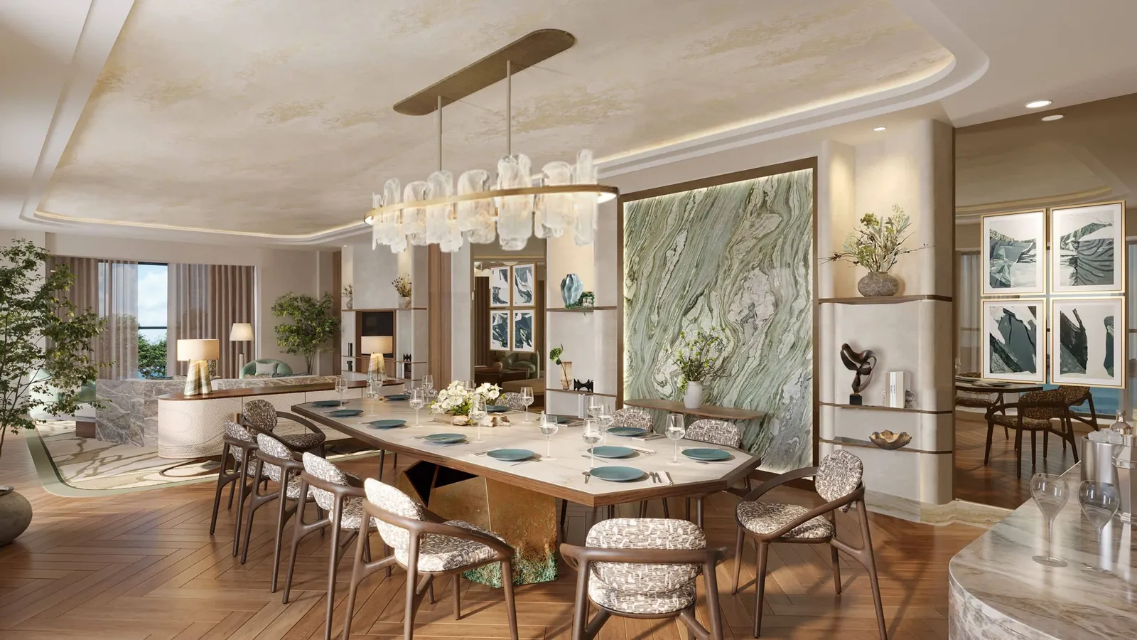 Il soggiorno e il tavolo da pranzo della nuova Presidential Suite