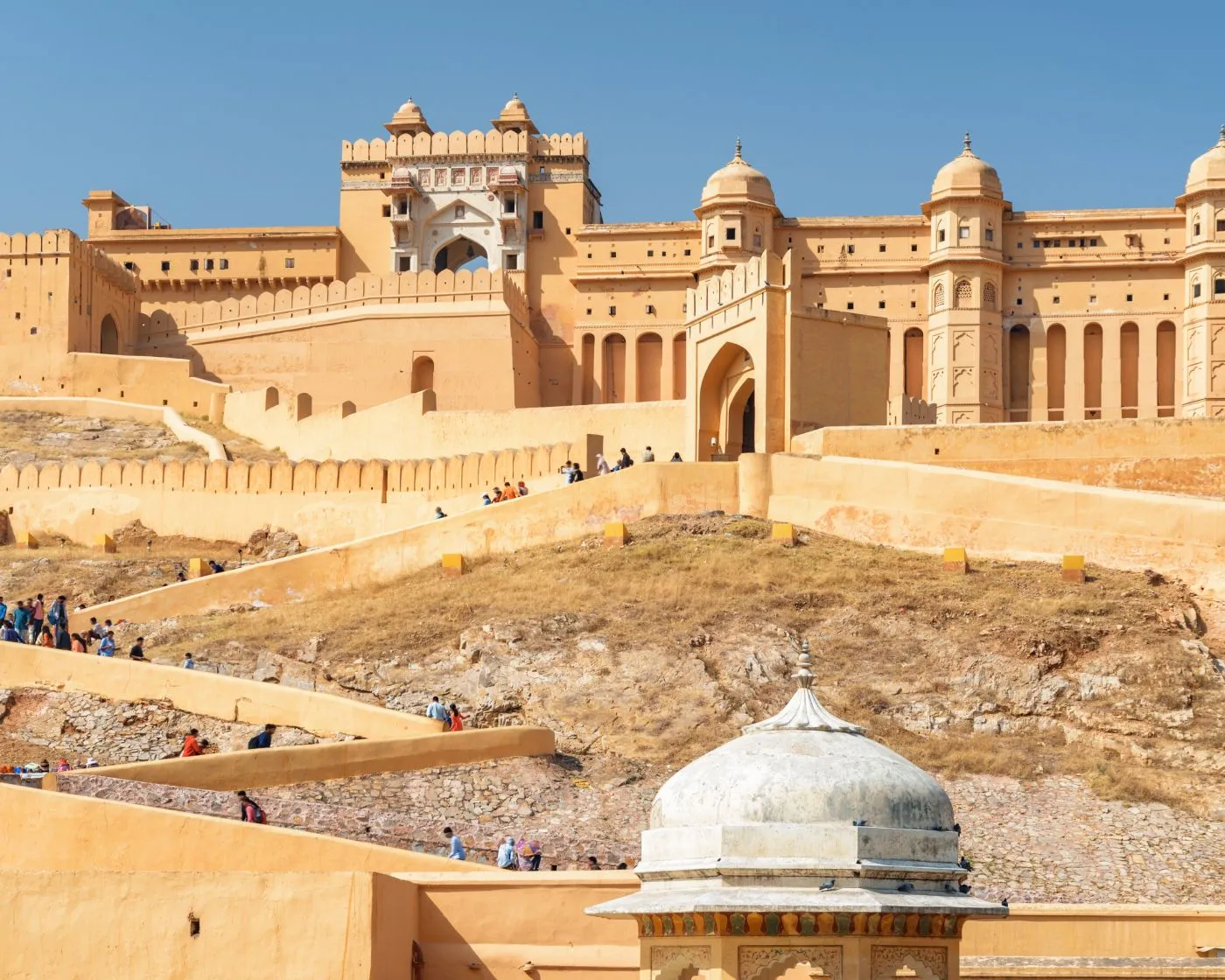 Amber Fort on its hills, above the ramparts