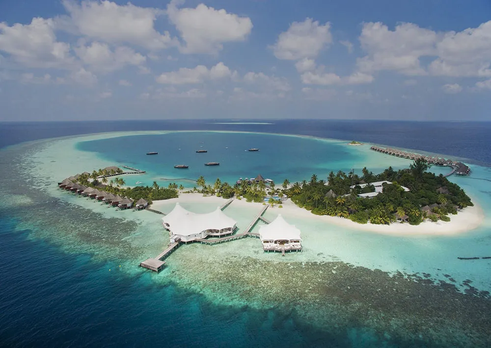 The island and jetty from above.