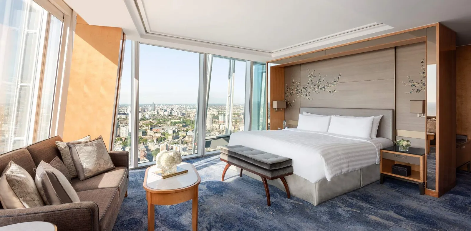 The Premier Shard Room, with a sofa and windows to the south