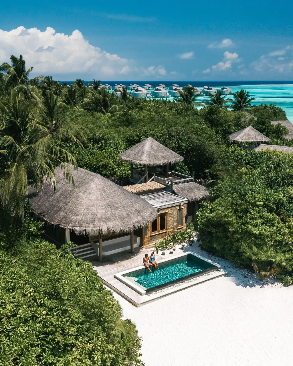 A Family Ocean Beach Villa with Pool, the pool before the house on the beach