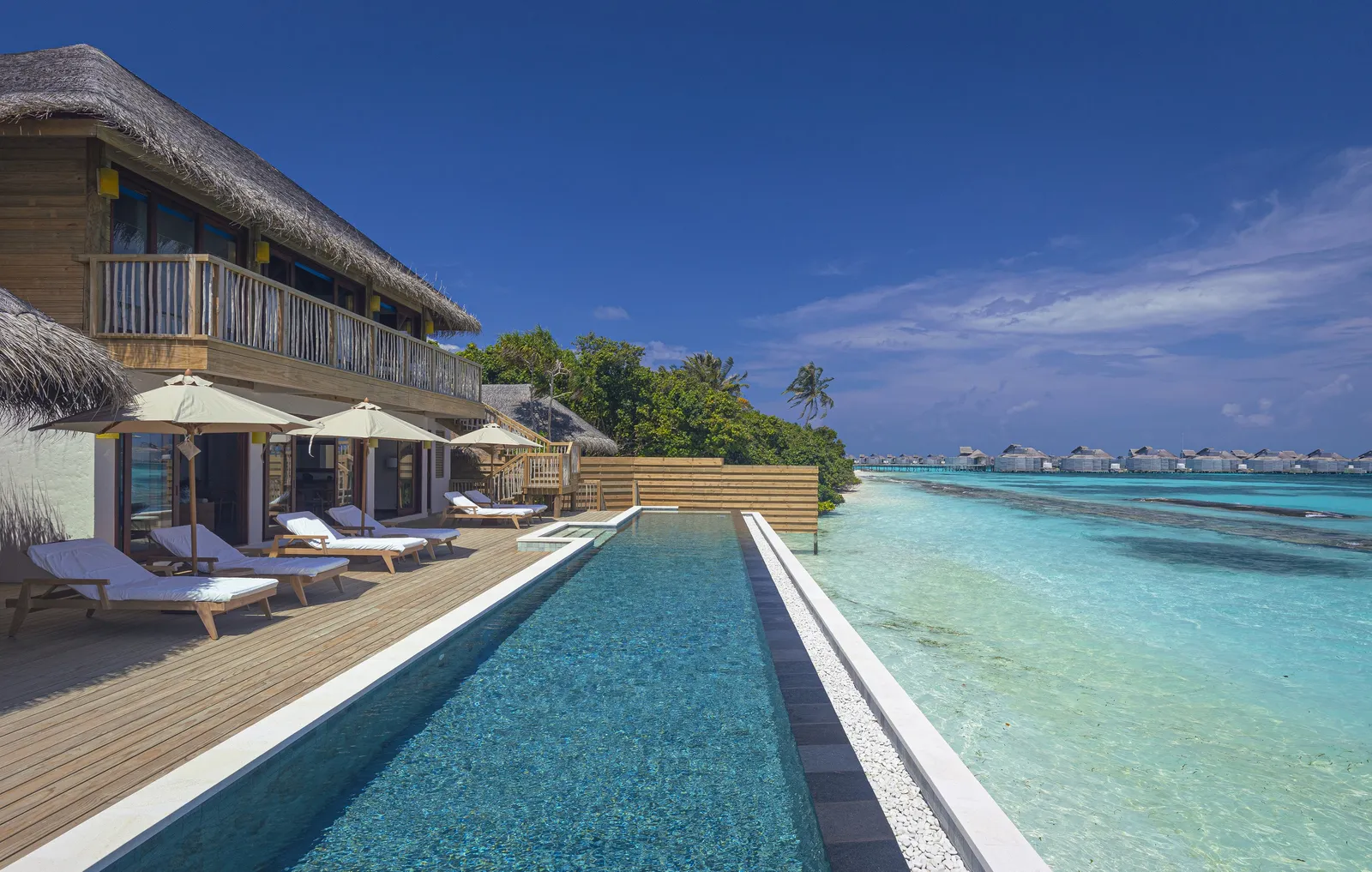 The Retreat’s 20-metre pool, along the beach