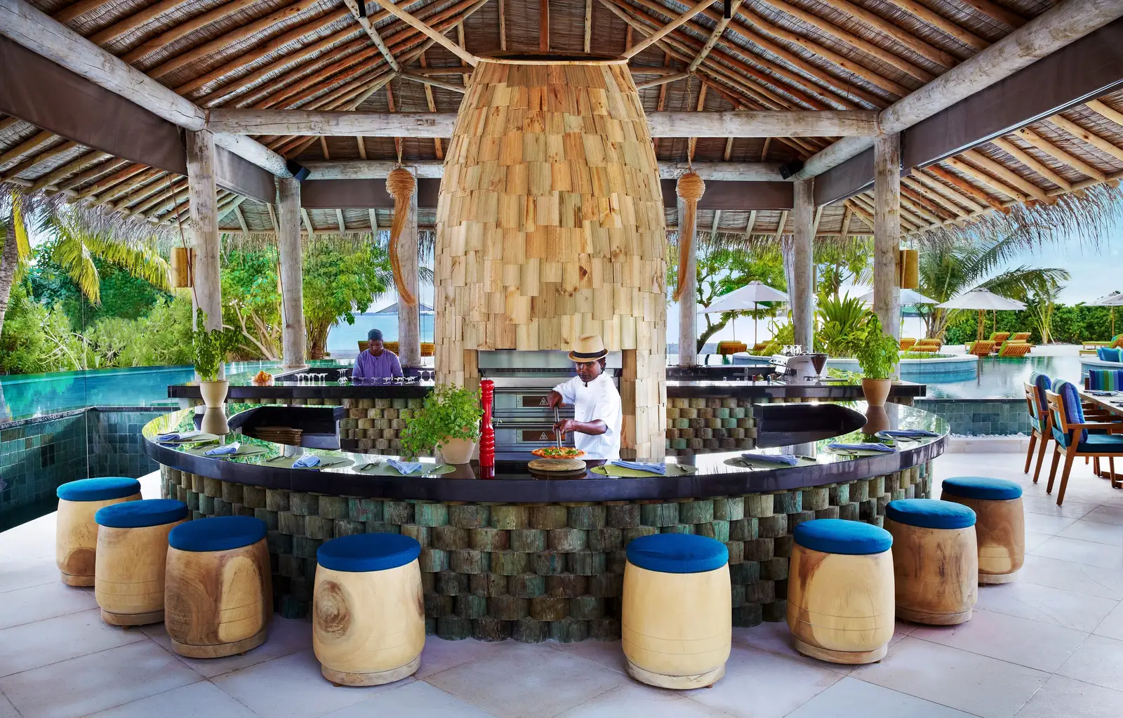 Sip Sip’s sunken bar in the middle of the pool