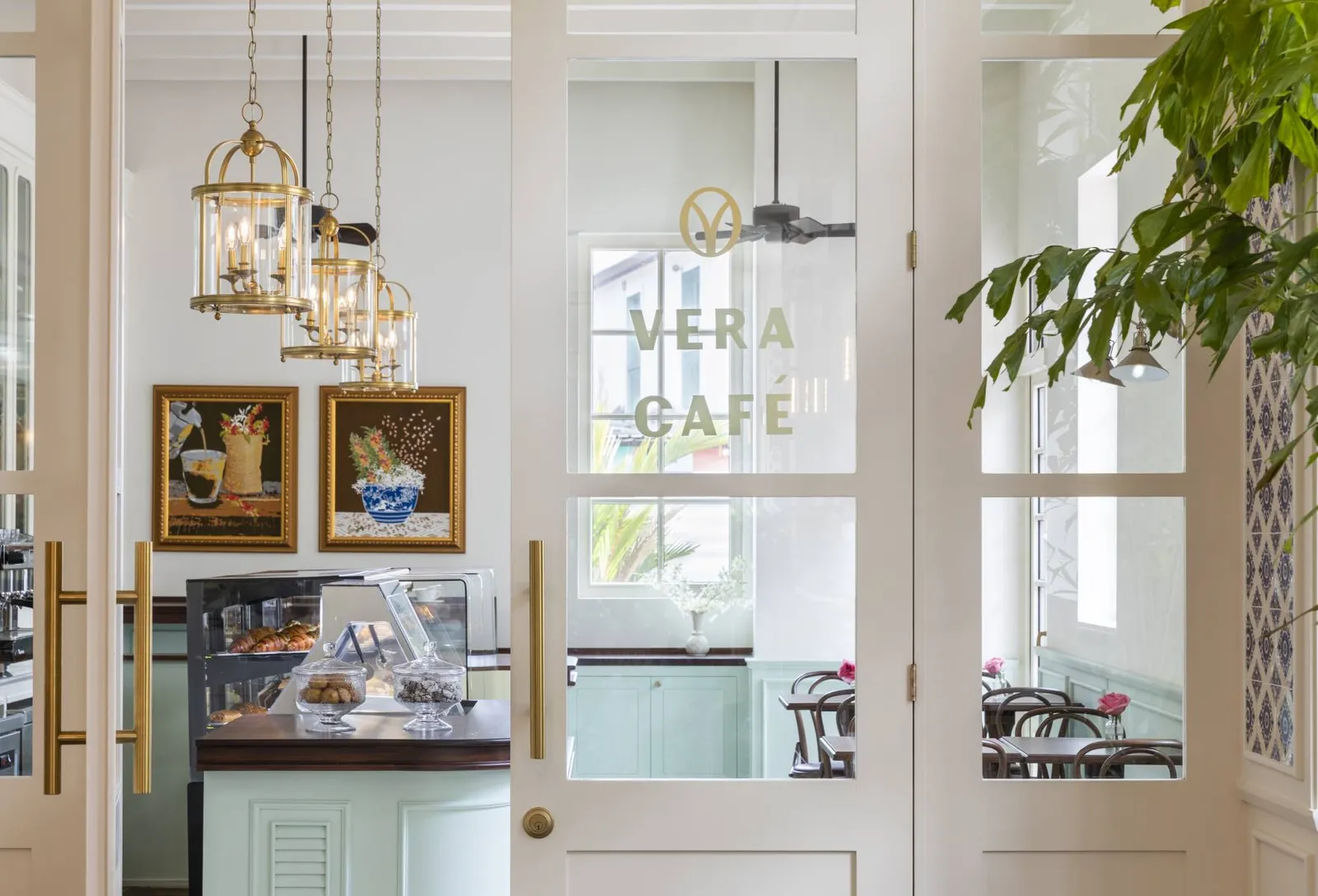 The entrance to Vera Café and its pastry counter