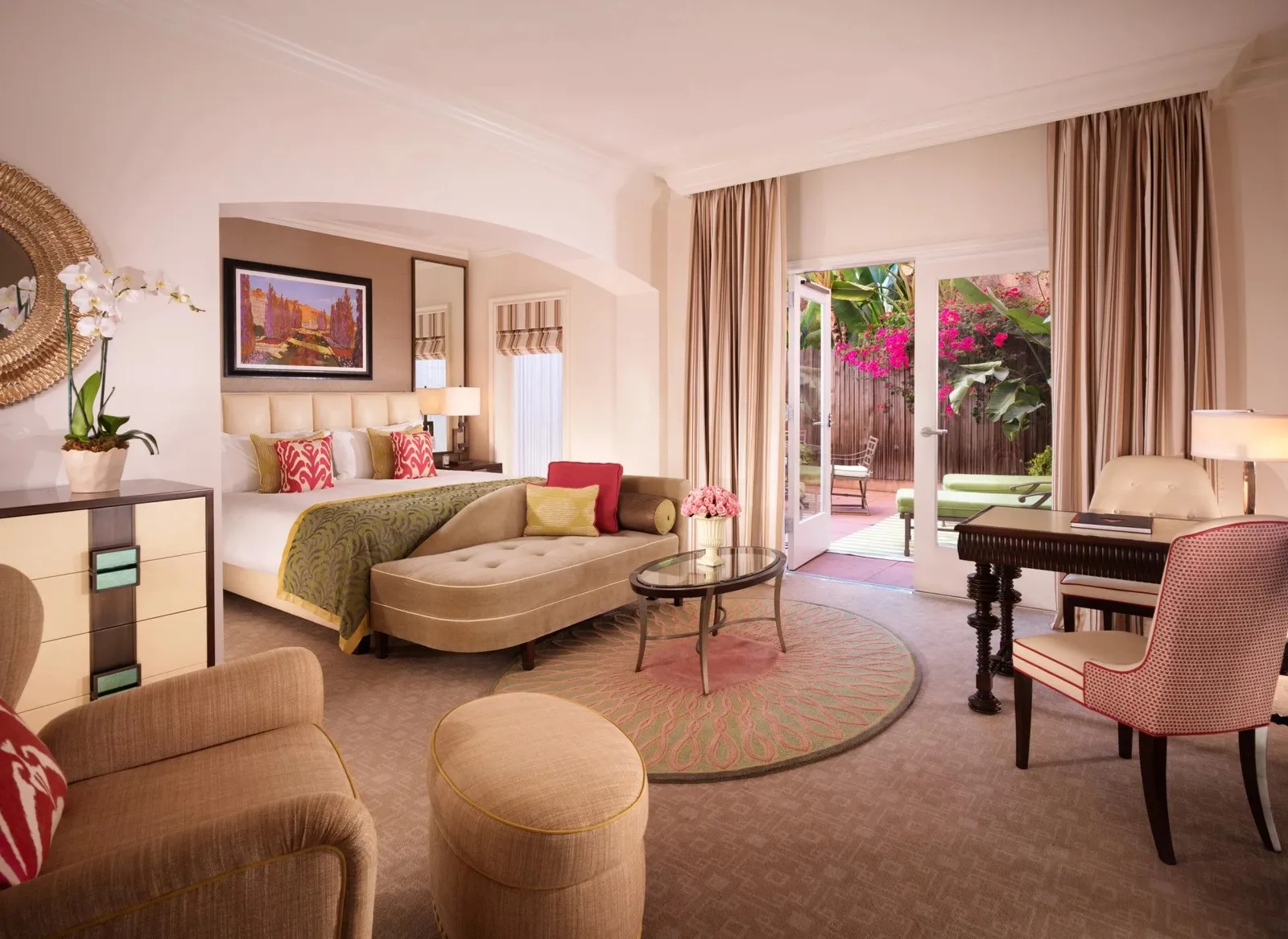 The Deluxe Room with Patio at The Beverly Hills Hotel, as the official site shows it