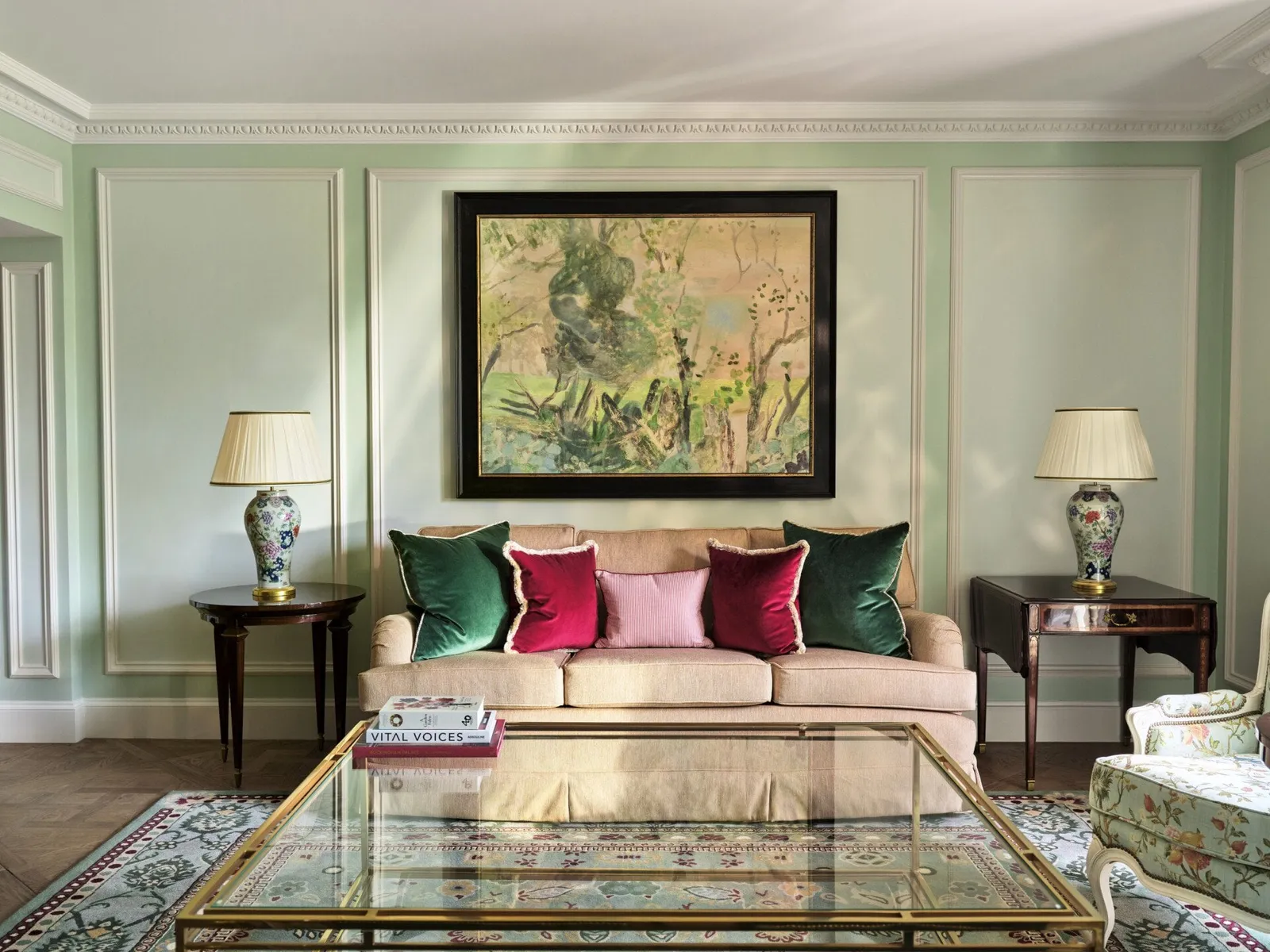 The Belgravia Suite’s pale green sitting room