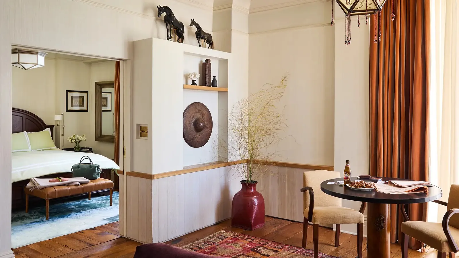 The Corner Suite’s sitting room with windows on 2 sides