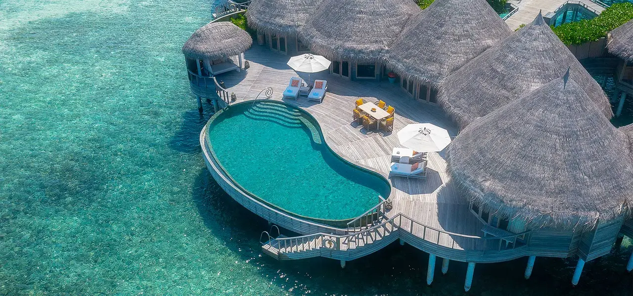 The Retreat’s overwater pool and terrace.