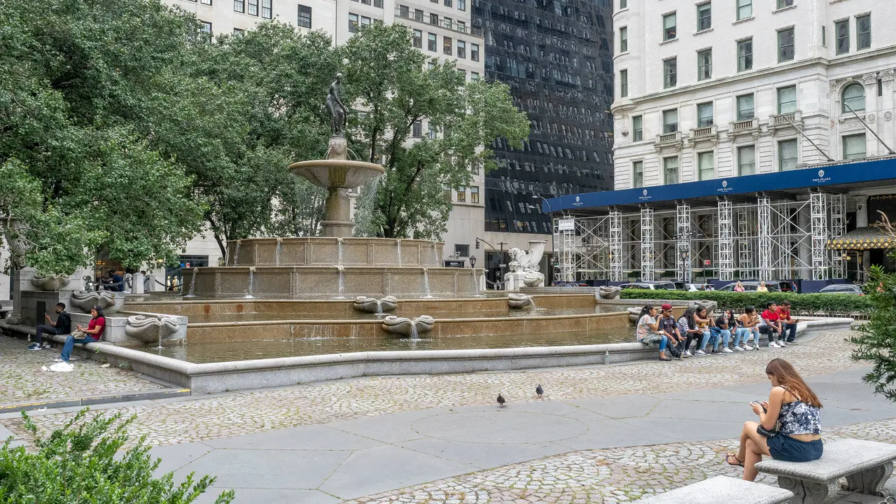 The Pulitzer Fountain in Grand Army Plaza, the Plaza behind it