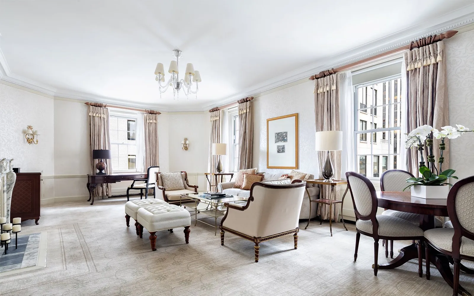 The Escoffier Suite’s living and dining room