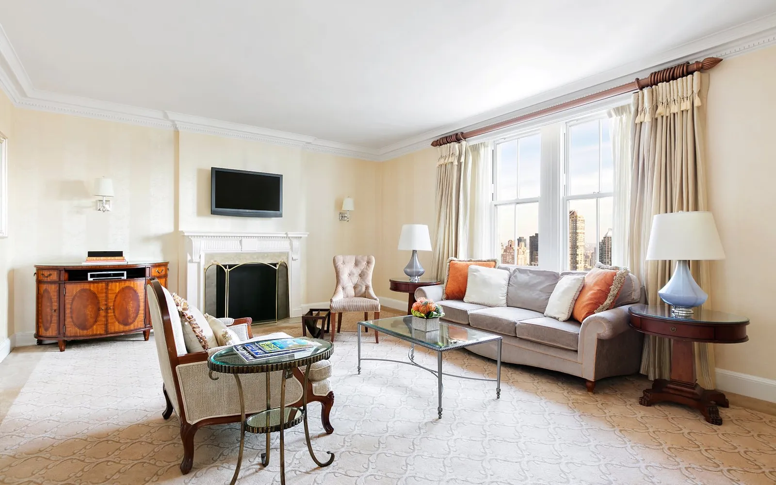 The living room of a Premier Pierre Suite