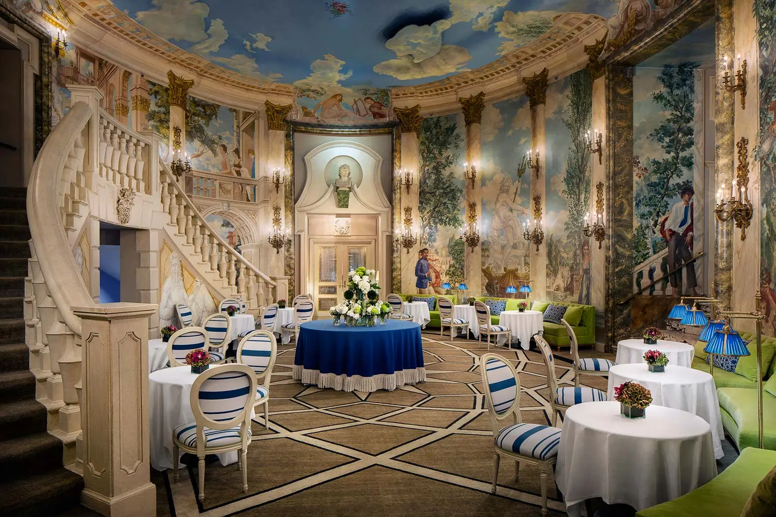 The Rotunda, its staircases and the murals painted in 1967