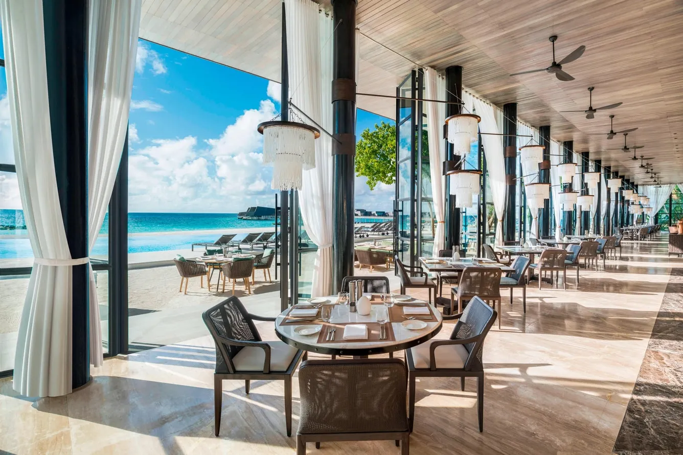 ALBA’s dining room, open to the sea