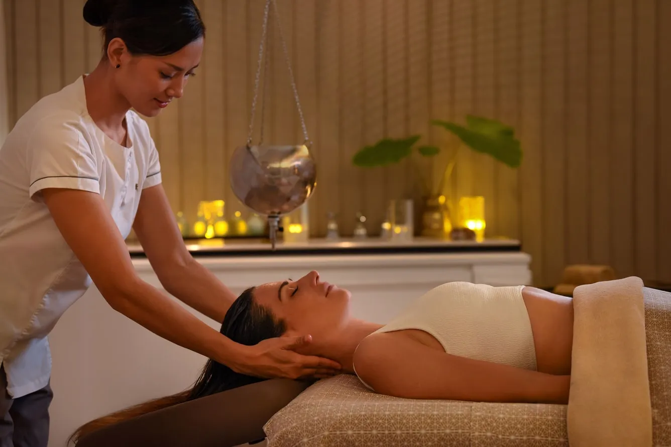 A head massage at Iridium Spa