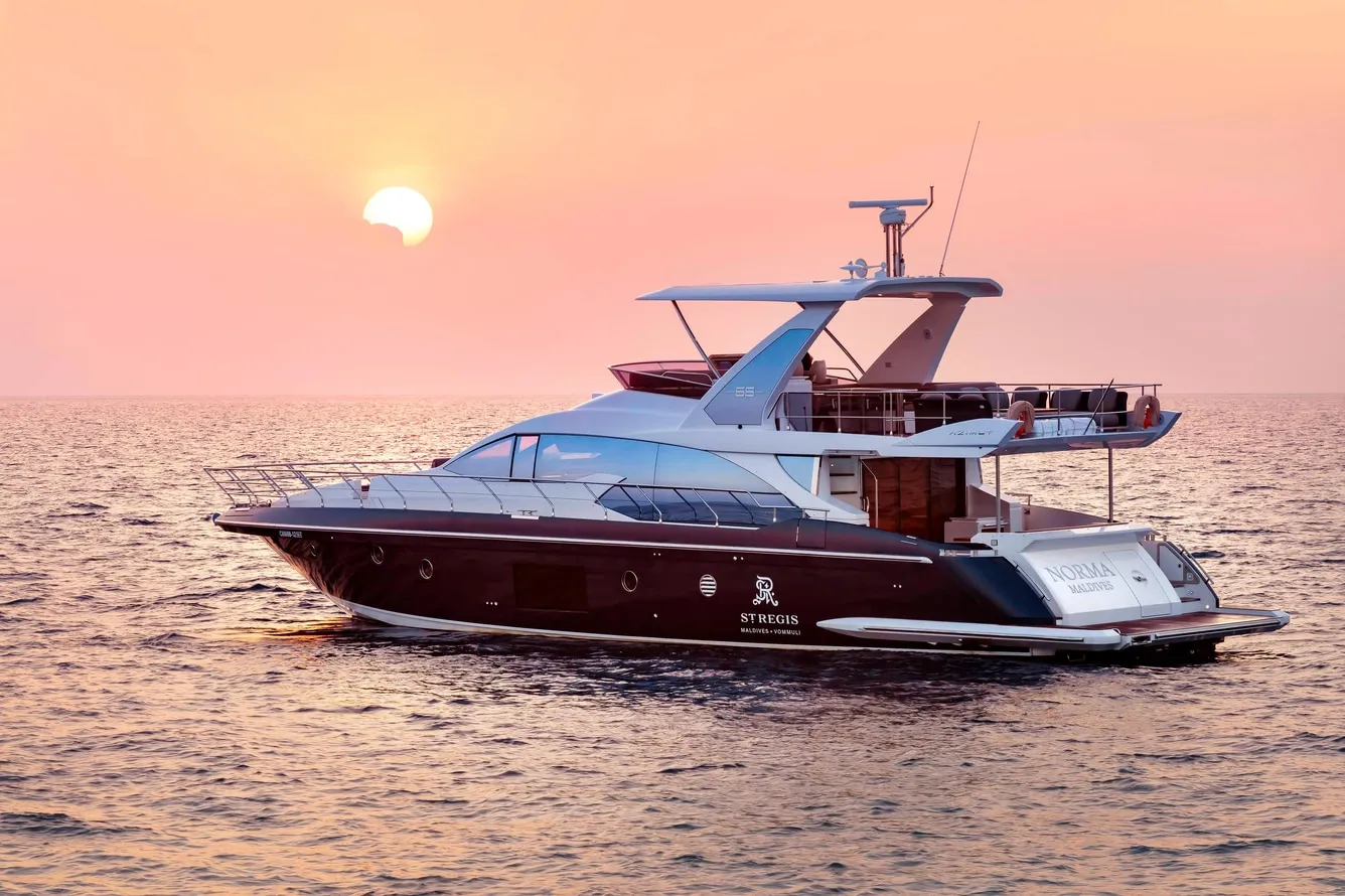 Norma, the resort’s yacht, at sunset