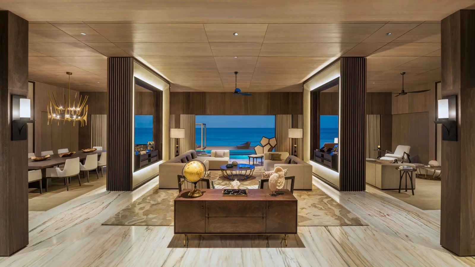 The John Jacob Astor Estate living room, open to the ocean