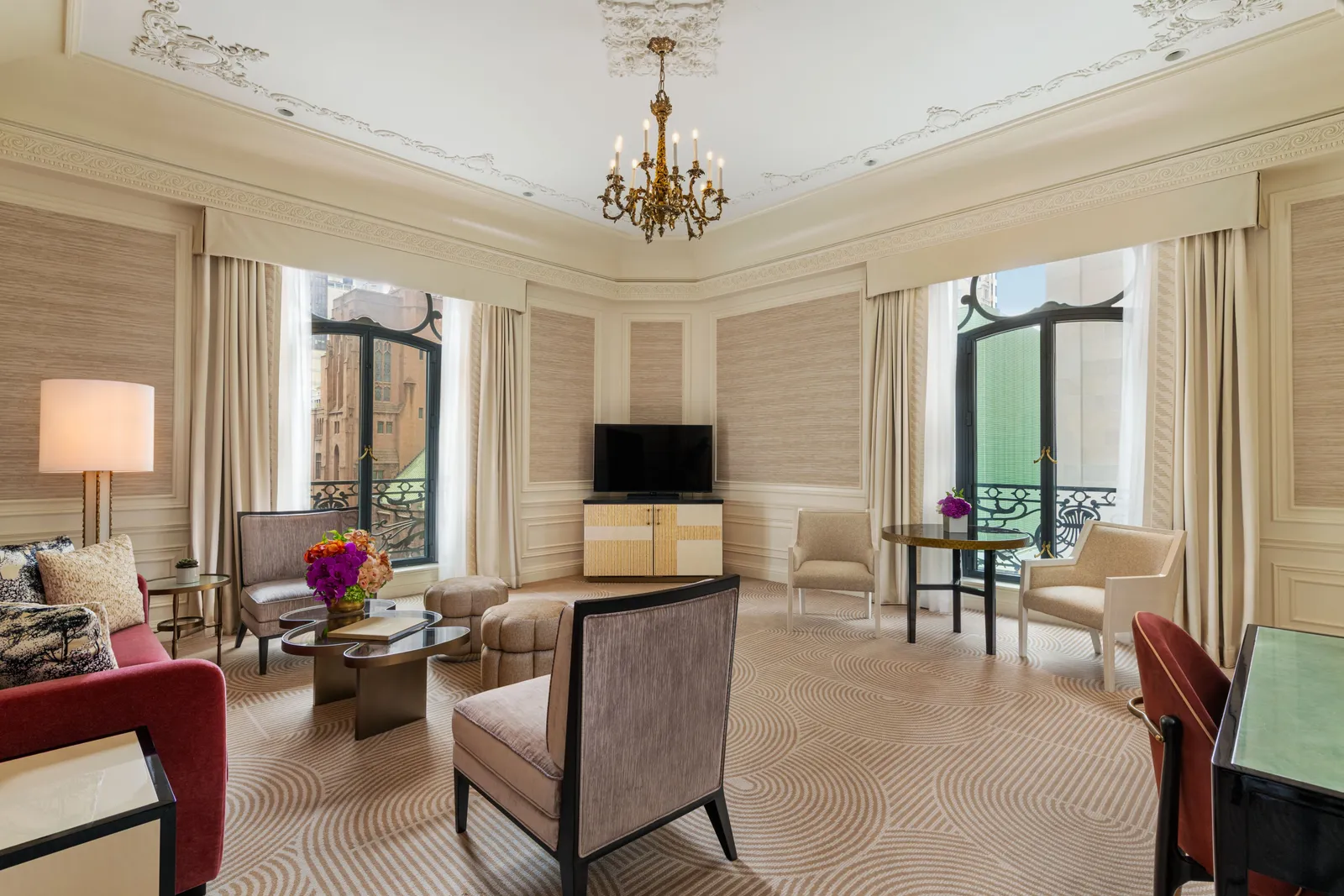 The living room of the Grand Two Bedroom Suite