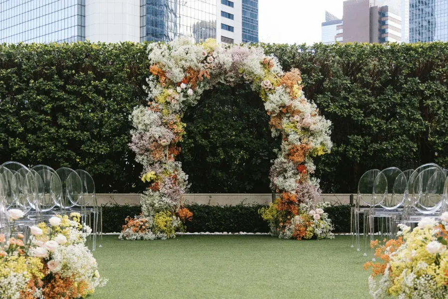 The Lawn set for a wedding