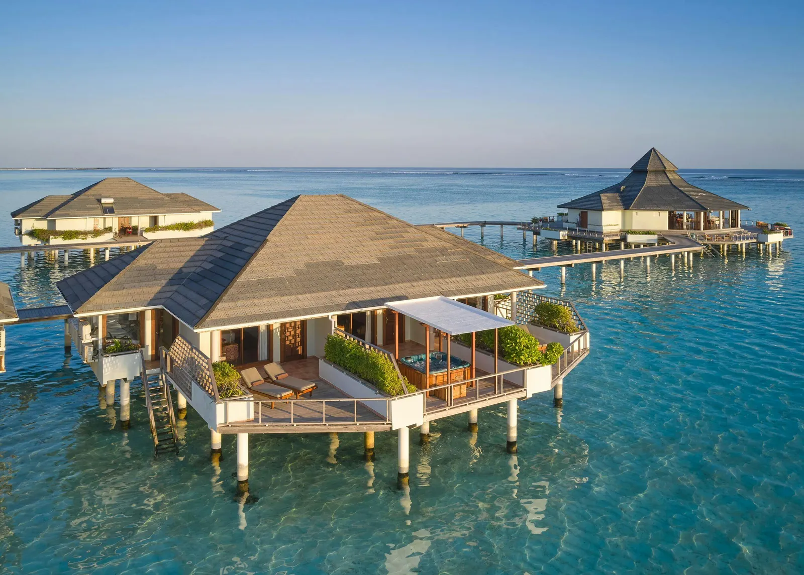 The overwater villas from above.