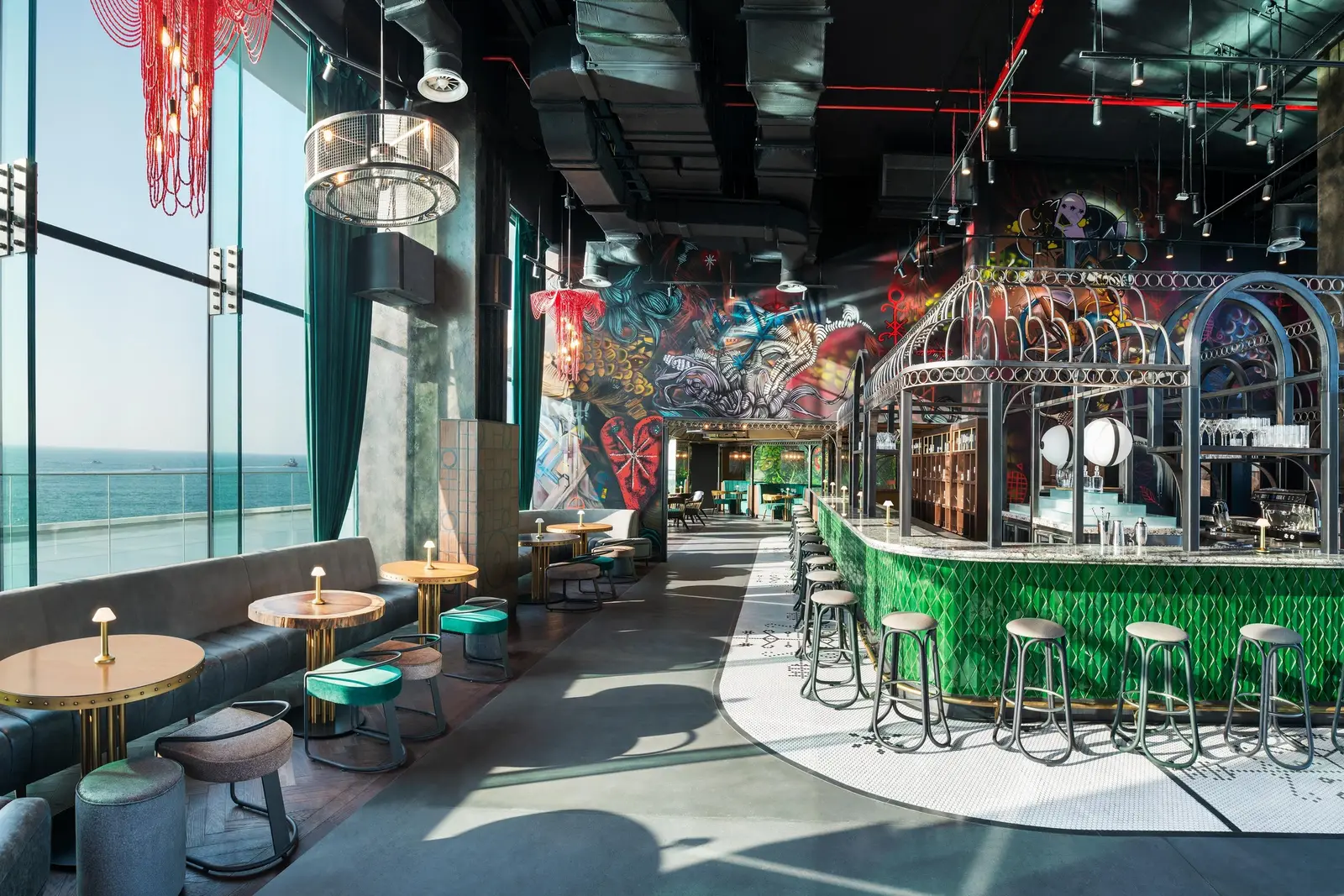SoBe’s green bar under red lights