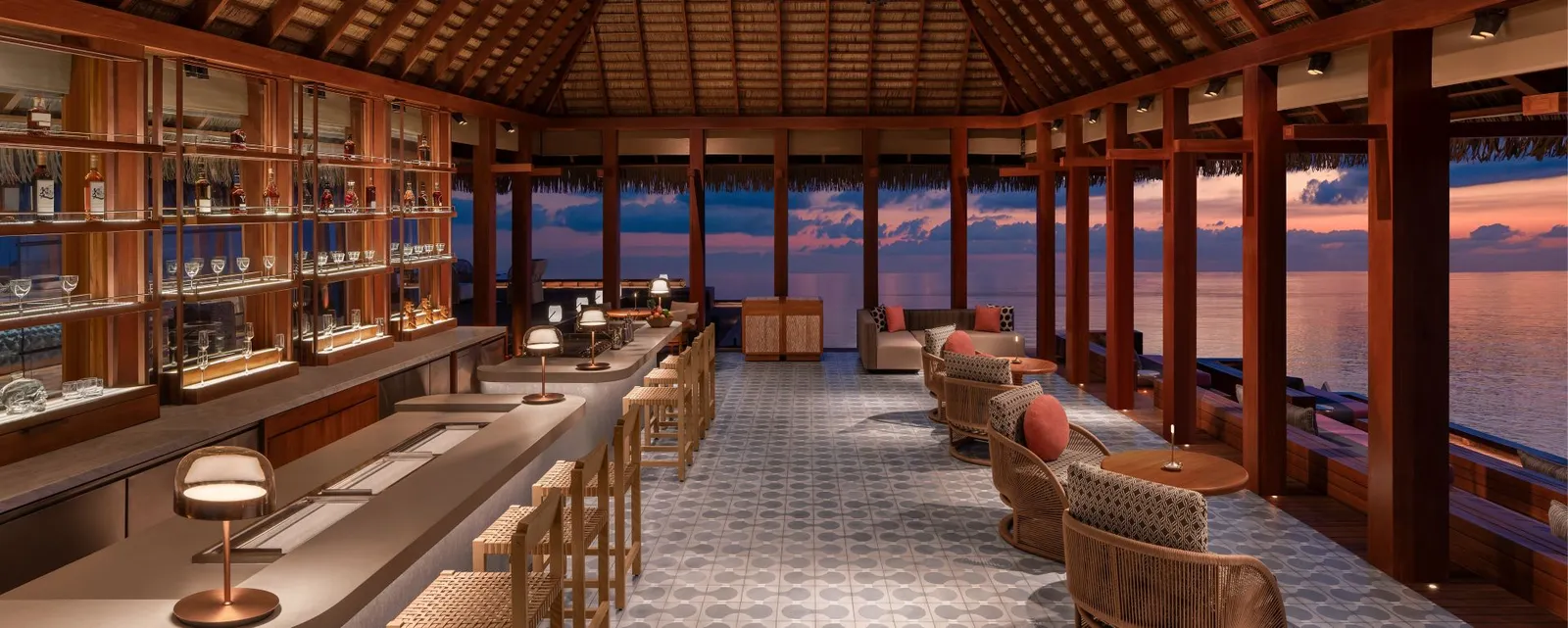 The SIP bar and seating in the evening light