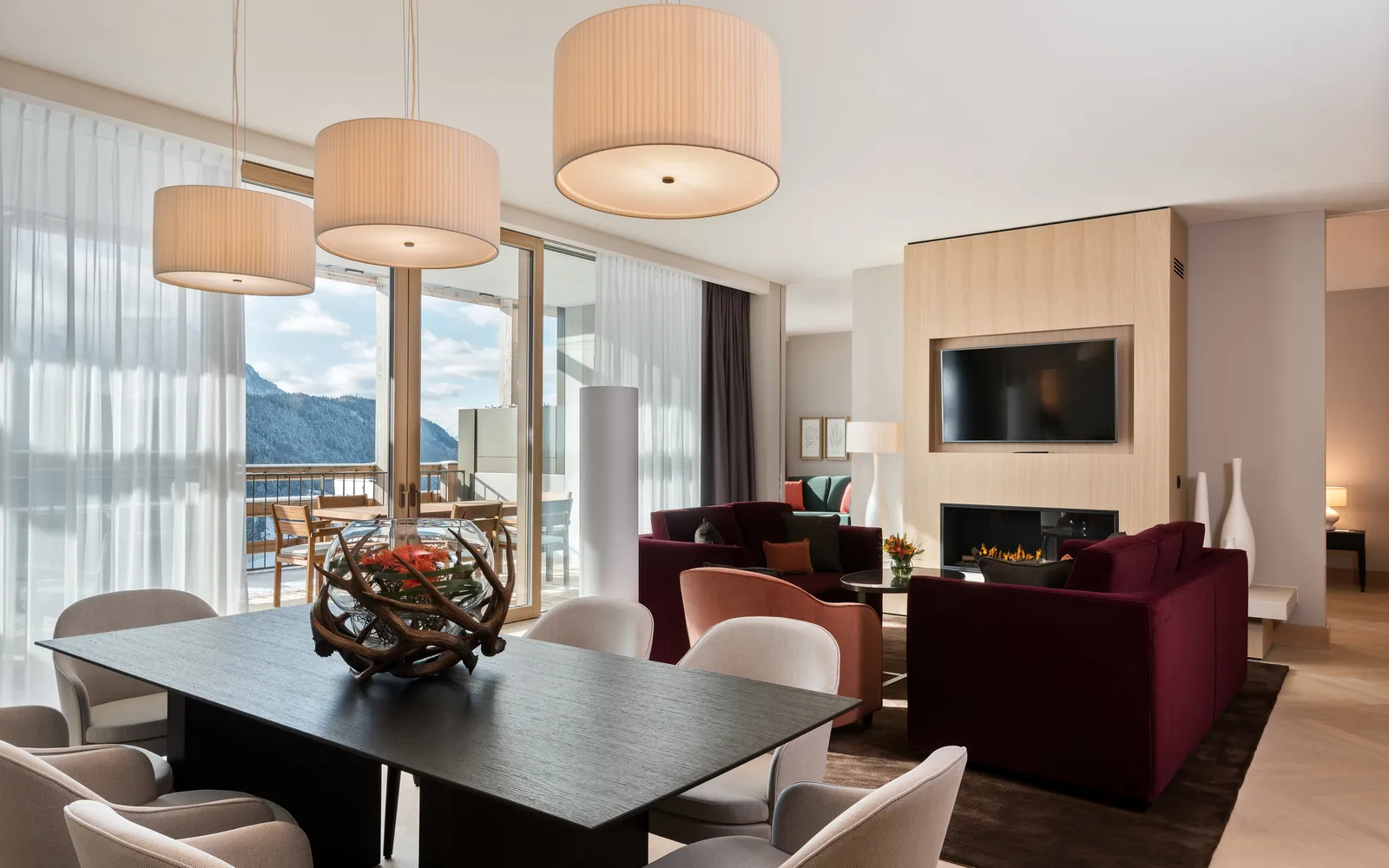 Il soggiorno e il tavolo da pranzo della Vitality Suite