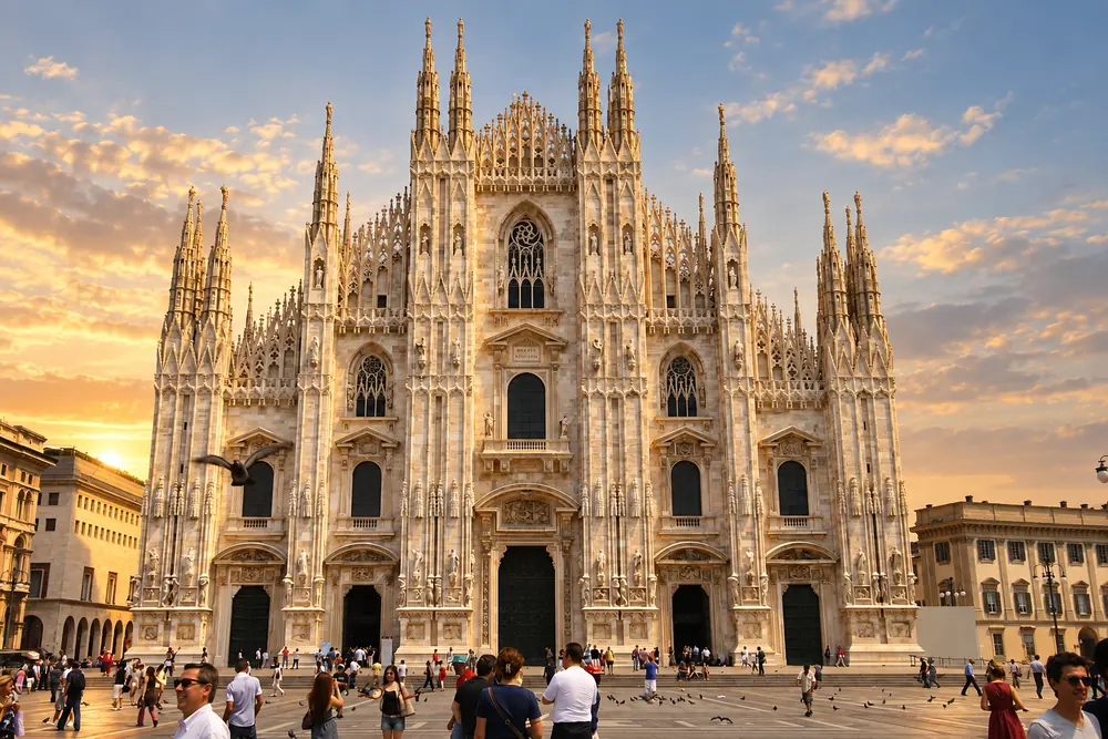 Lumina-edited photograph of the Milan Cathedral façade