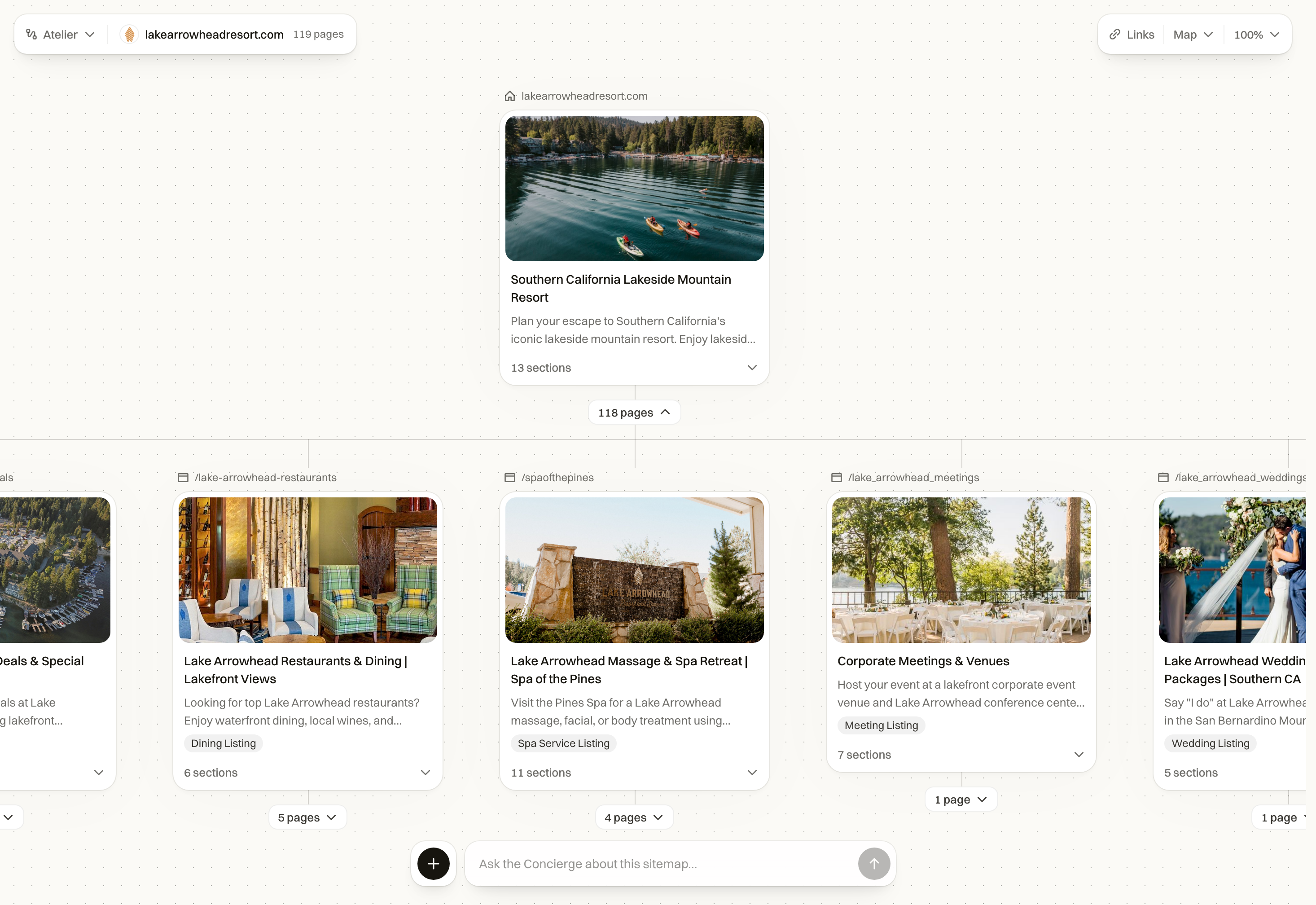 Sitemap: explore the page hierarchy and page types. Available in enabled workspaces.